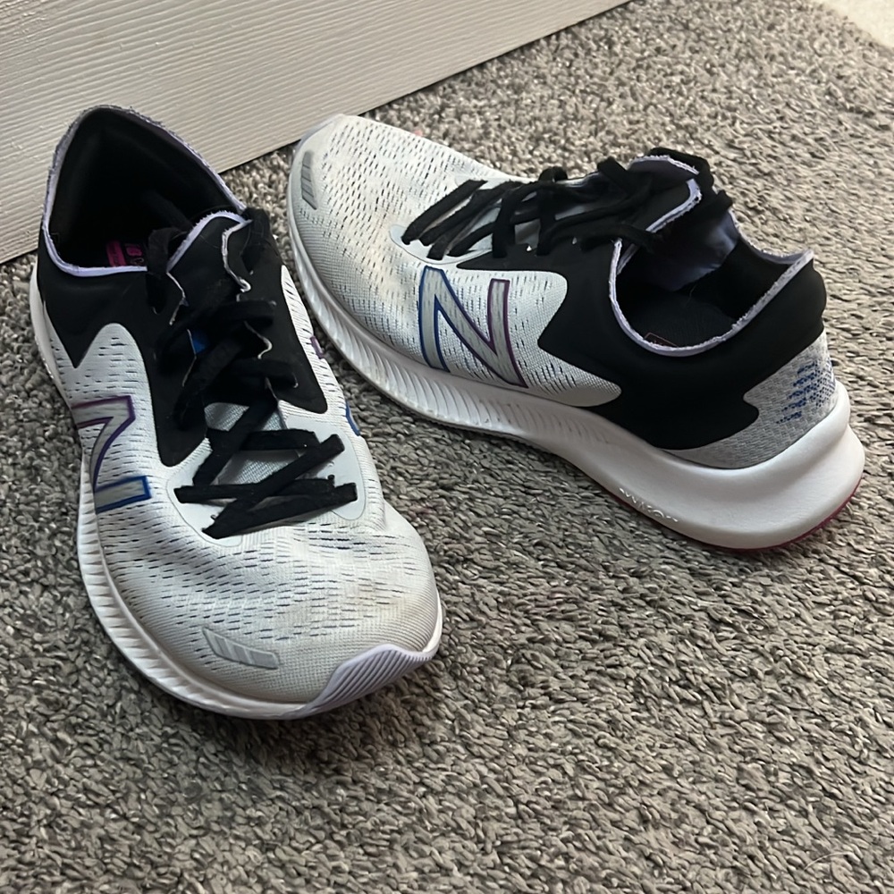 New Balance White and Black Athletic Sneakers